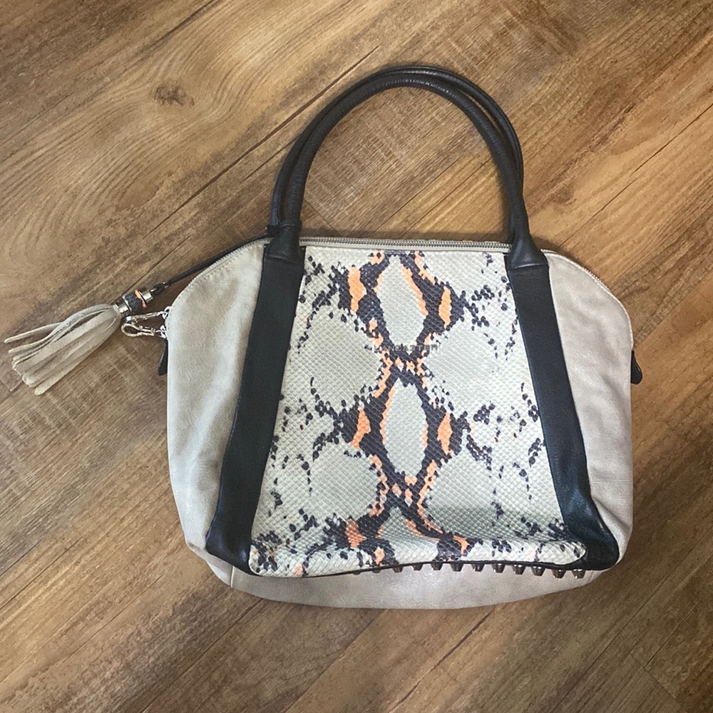 Lancaster cream & black snakeskin handbag purse